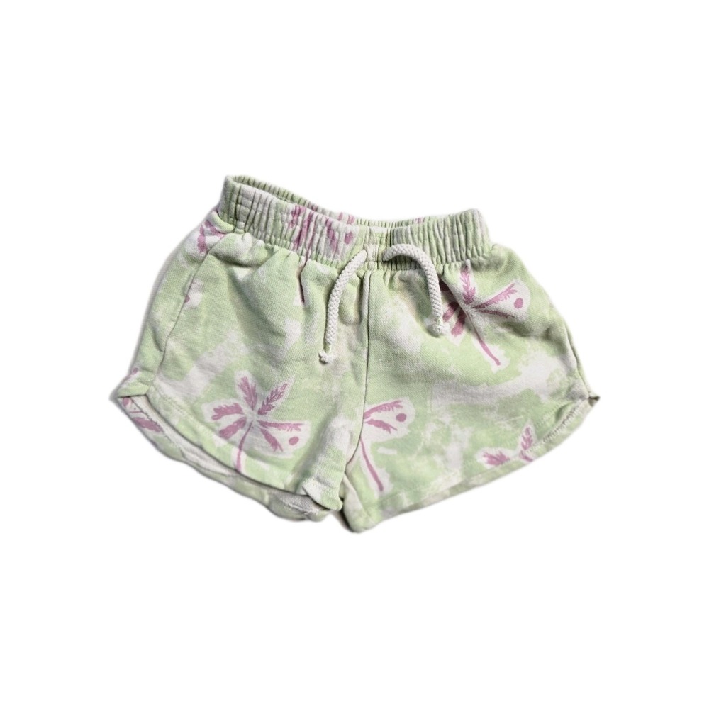 Zara Girls Shorts Green Floral 8 Drawstrings